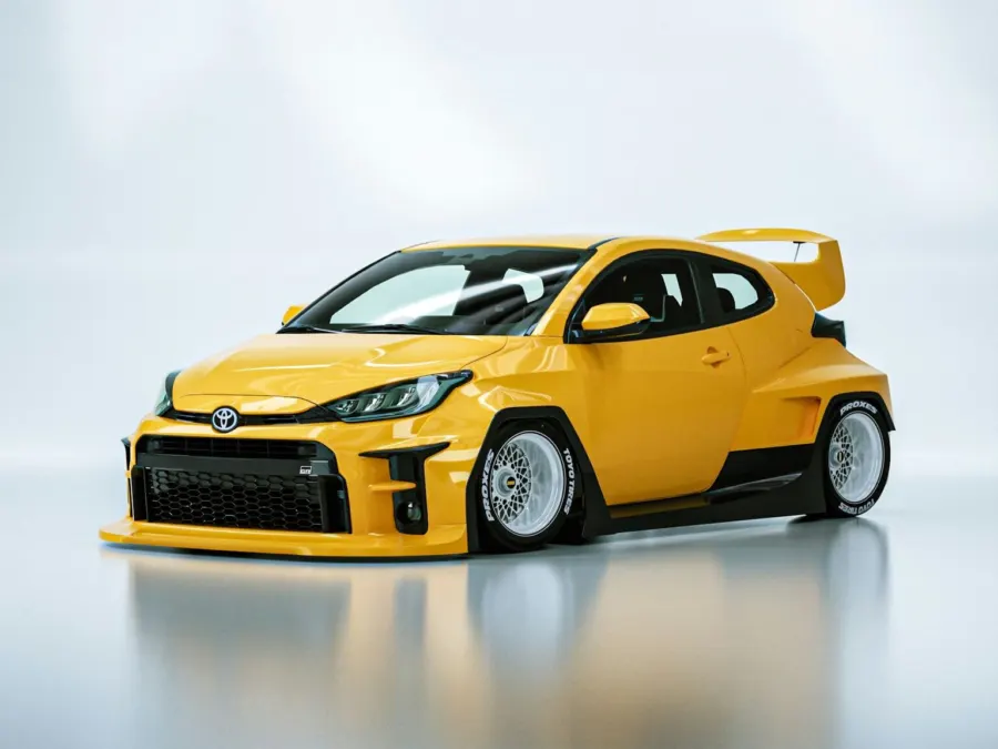 Toyota GR Yaris con Body kit y wrap amarillo (después)